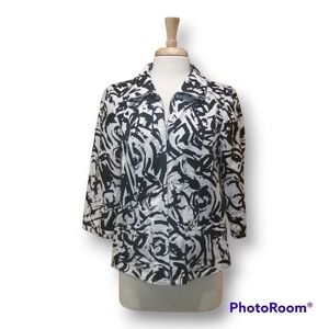 Christopher & Banks Black & White Patterned Women's Jacket Size M